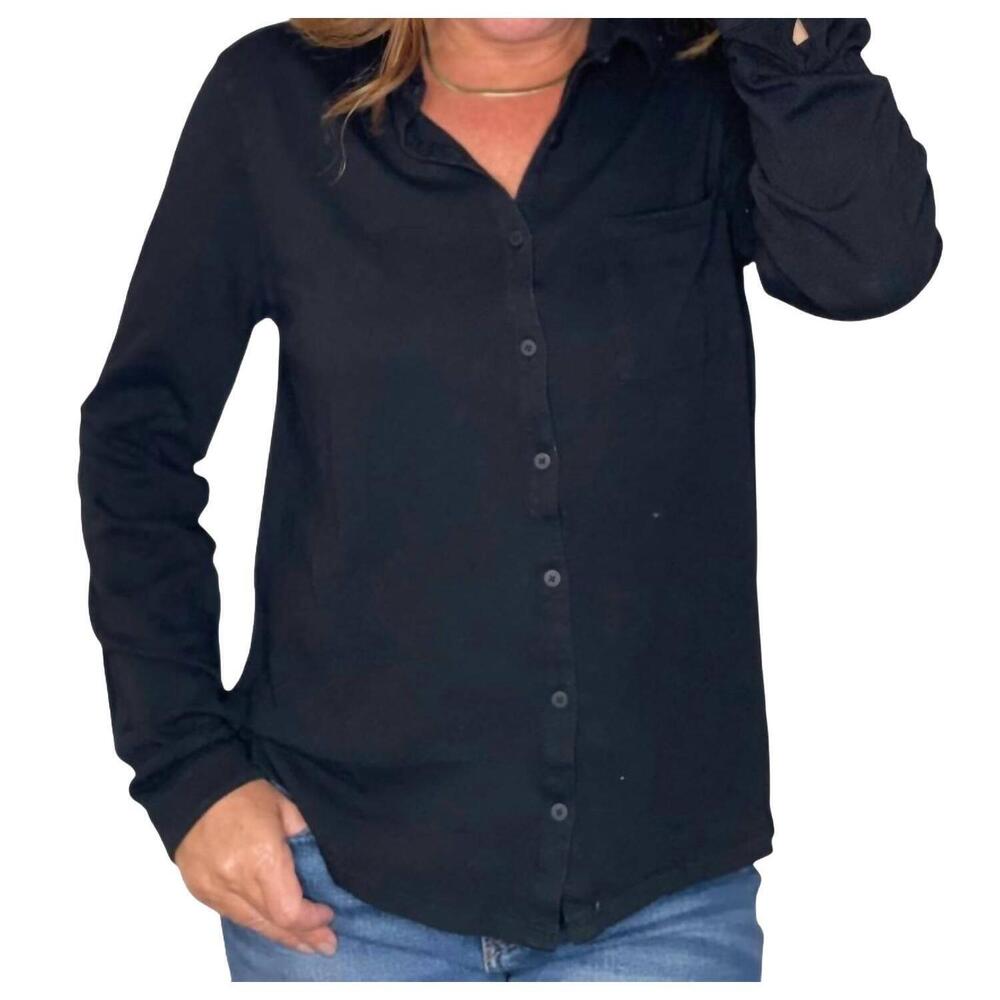 NEW HELLO NITE perfectly soft button up shirt in black